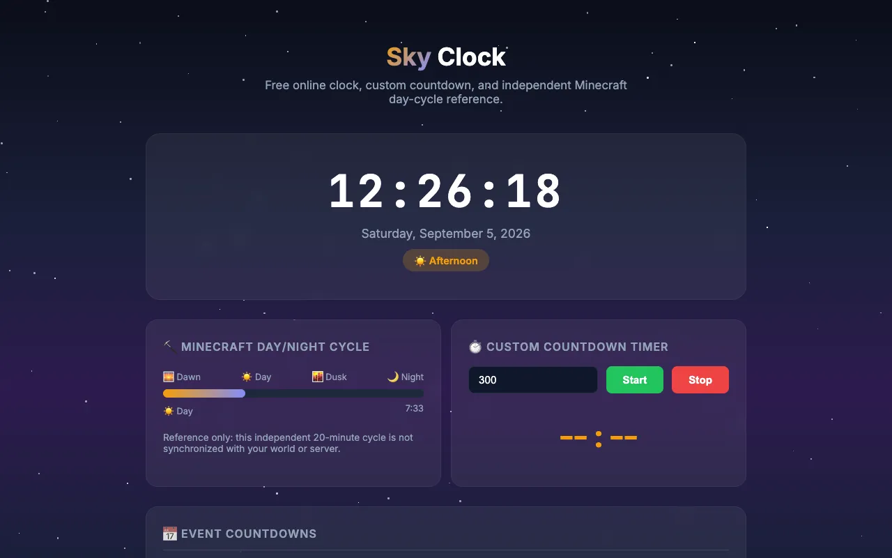 Screenshot of Game Clock