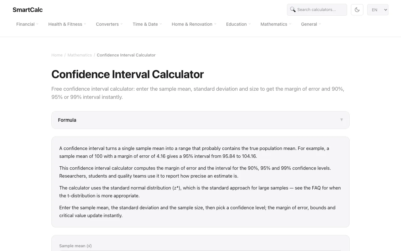 Screenshot of SmartCalc