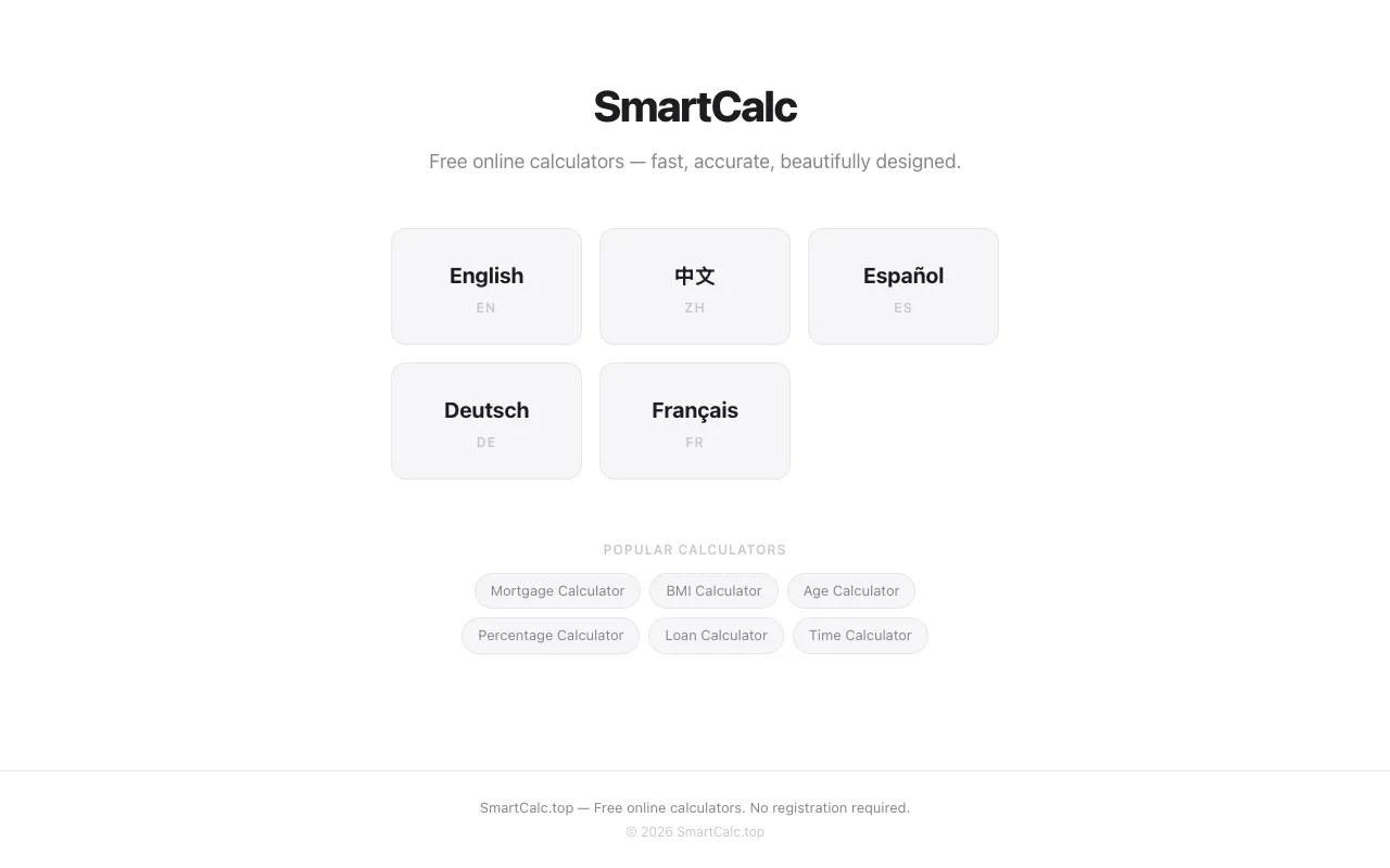 Screenshot of Online Calculators