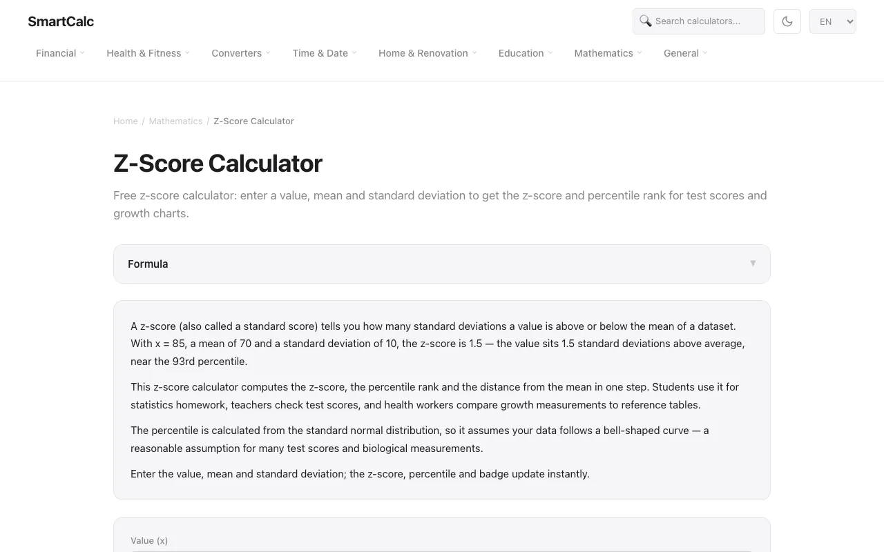 Screenshot of SmartCalc