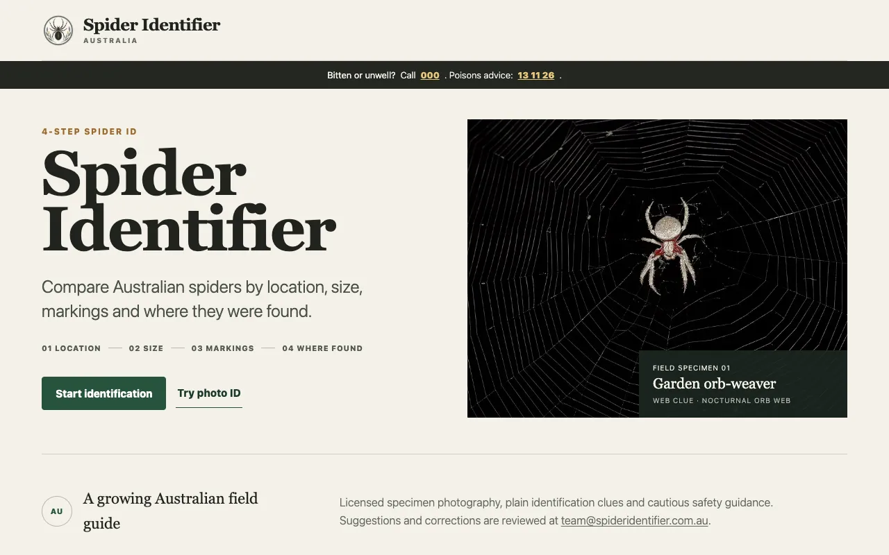 Screenshot of Spider Identifier