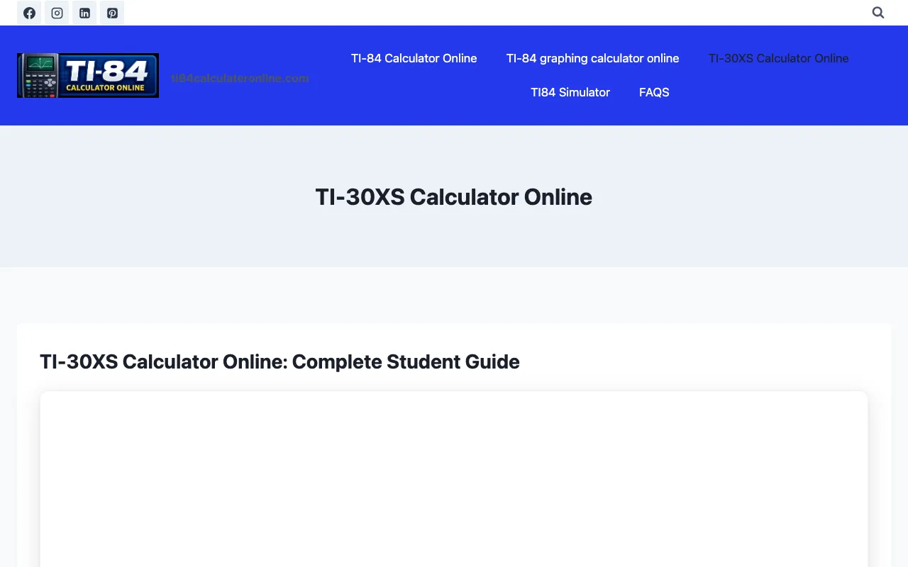 Screenshot of TI Calculators Online