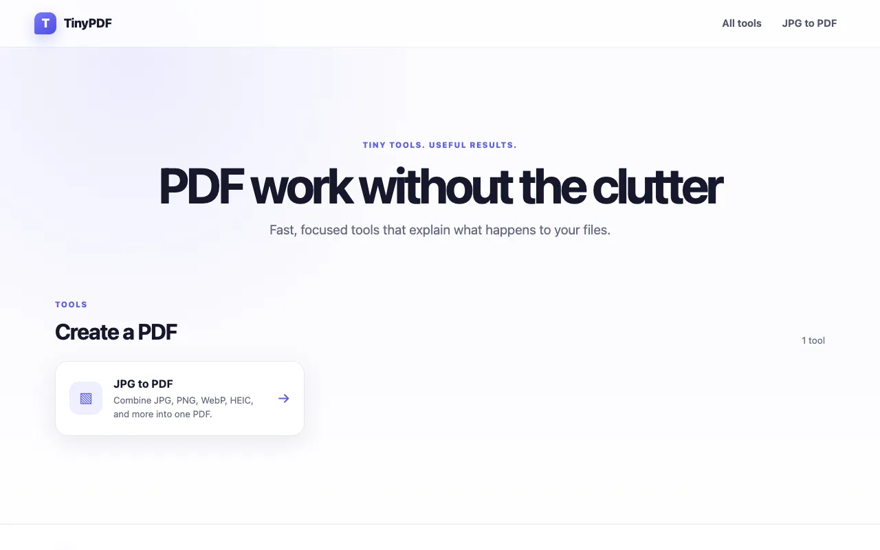 Screenshot of TinyPDF