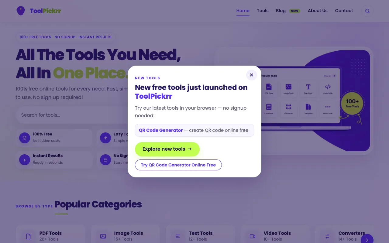 Screenshot of ToolPickrr