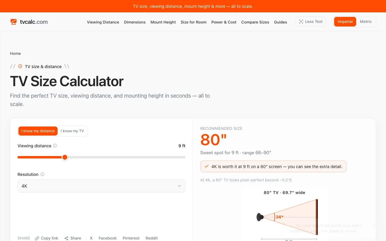 Screenshot of TV Calc