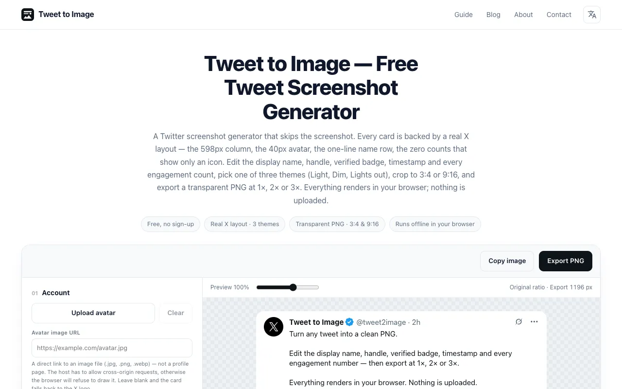 Screenshot of Tweet to Image