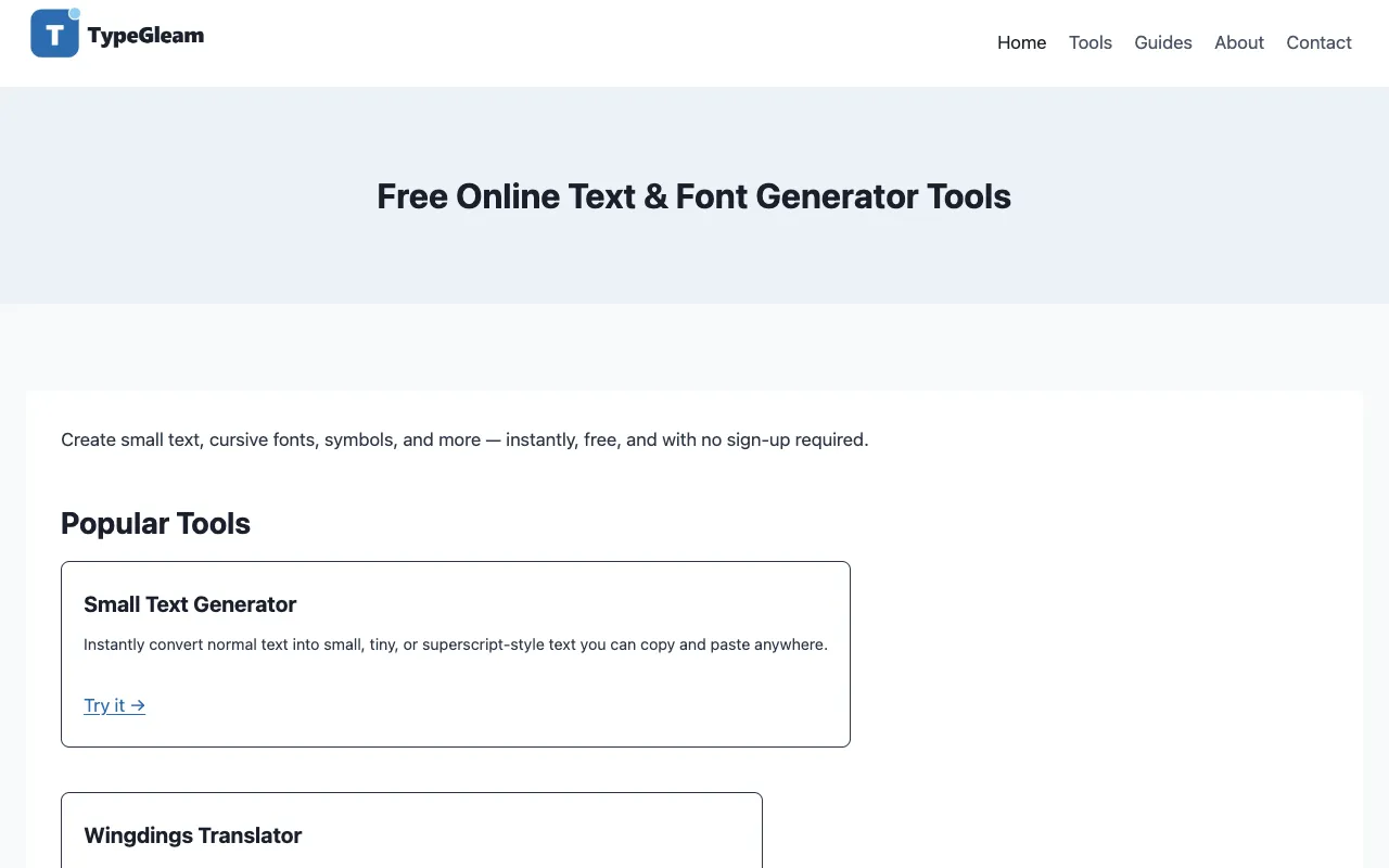 Screenshot of Text & Symbol Tools