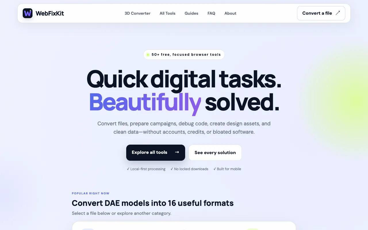 Screenshot of WebFixKit
