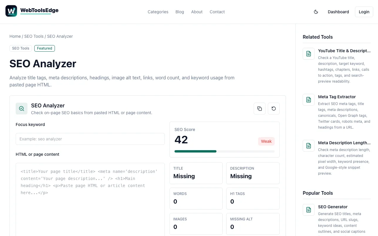 Screenshot of SEO Analyzer