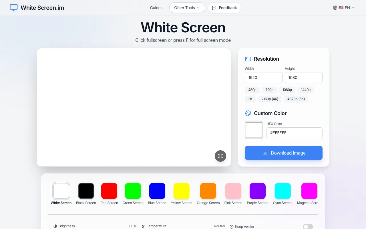 Screenshot of White Display