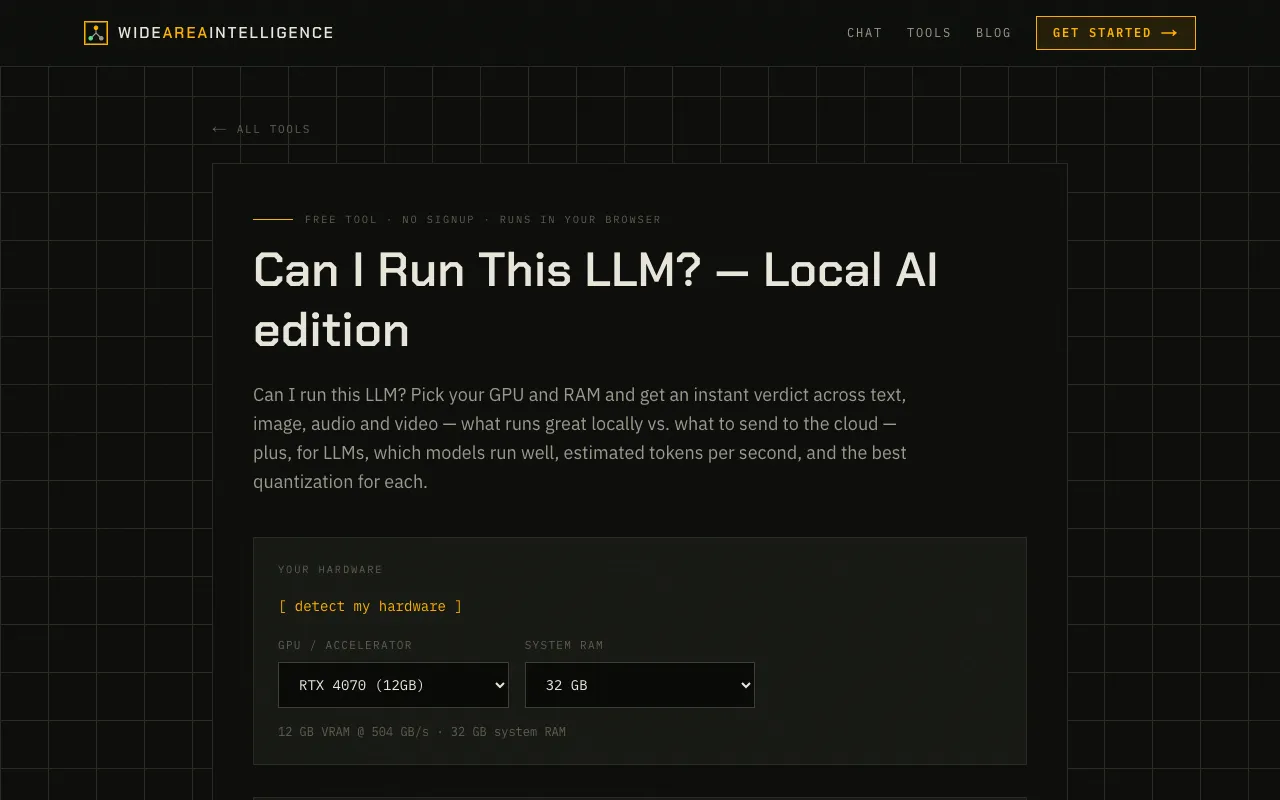 Screenshot of Can I Run This AI Model?