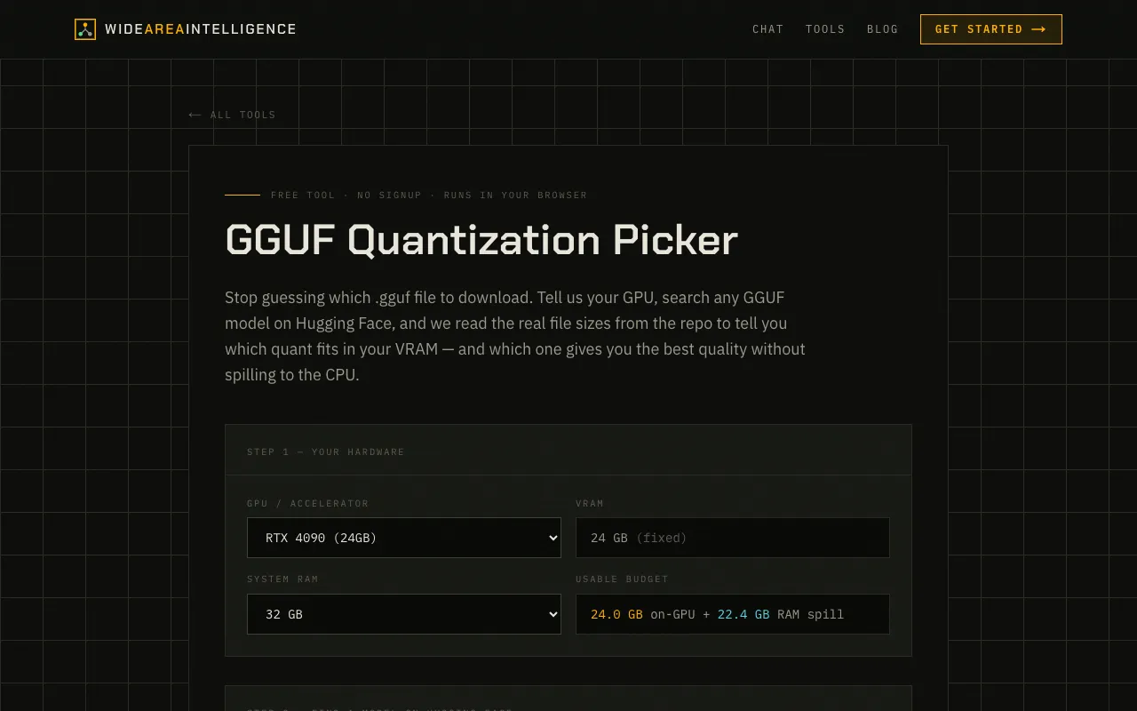 Screenshot of GGUF Quantization Picker