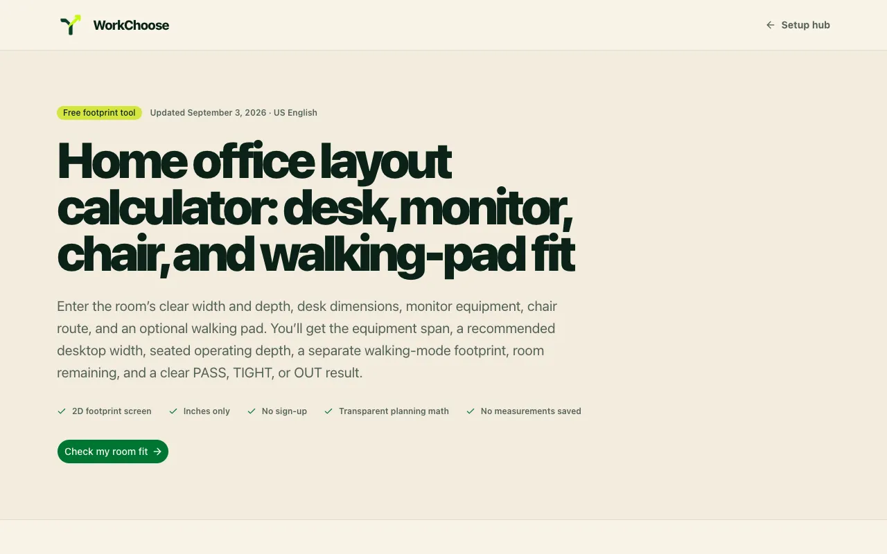 Screenshot of Home Office Layout Calculator