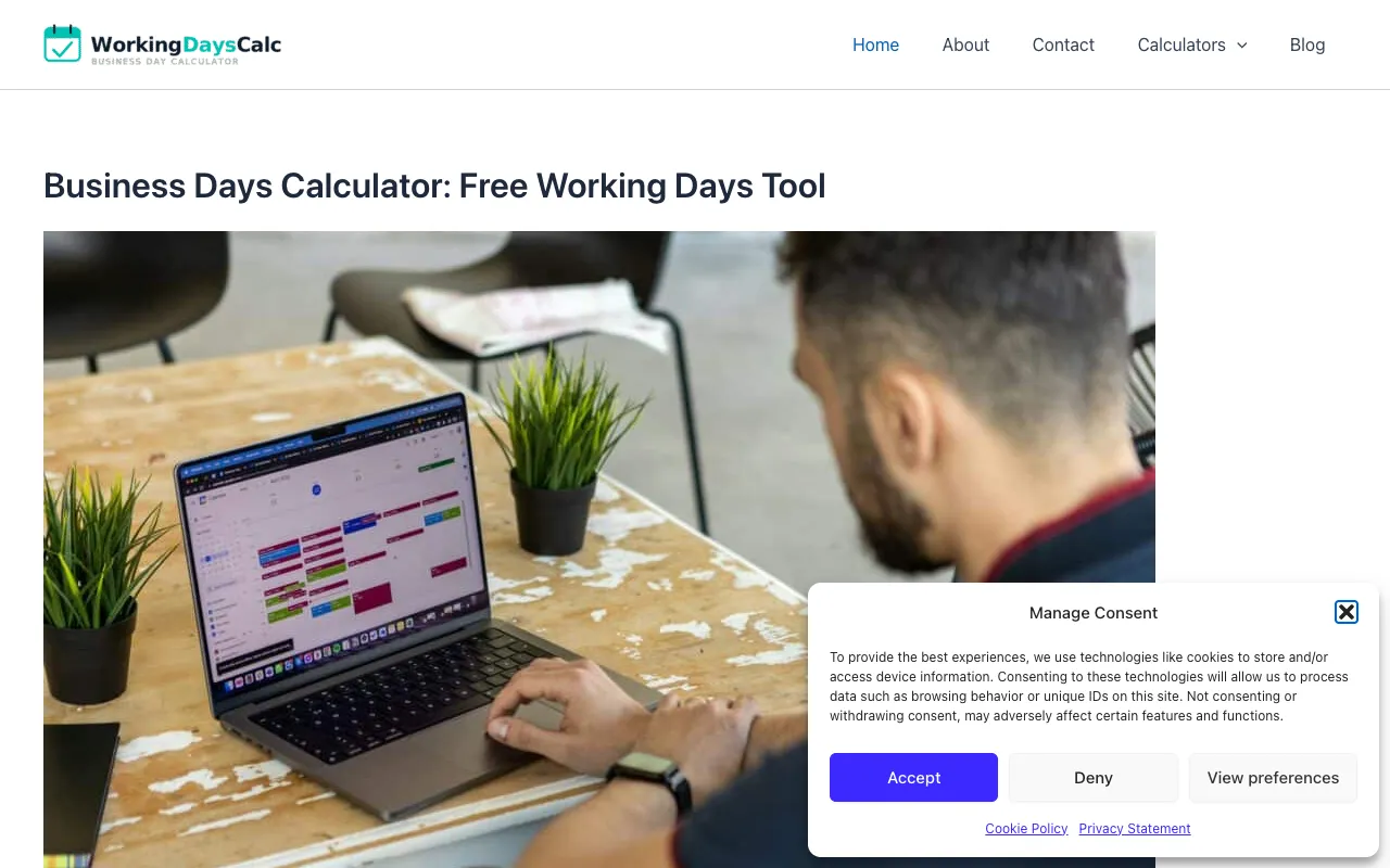 Screenshot of Business Days Calculator Suite
